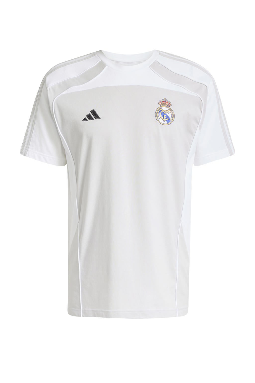 Witte heren adidas Performance Real Madrid voetbalshirt van katoen met korte mouwen en ronde hals