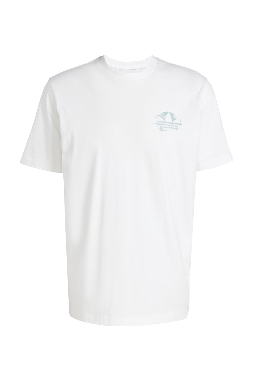 Witte heren adidas Originals T-shirt van katoen met meerkleurige print, korte mouwen en ronde hals