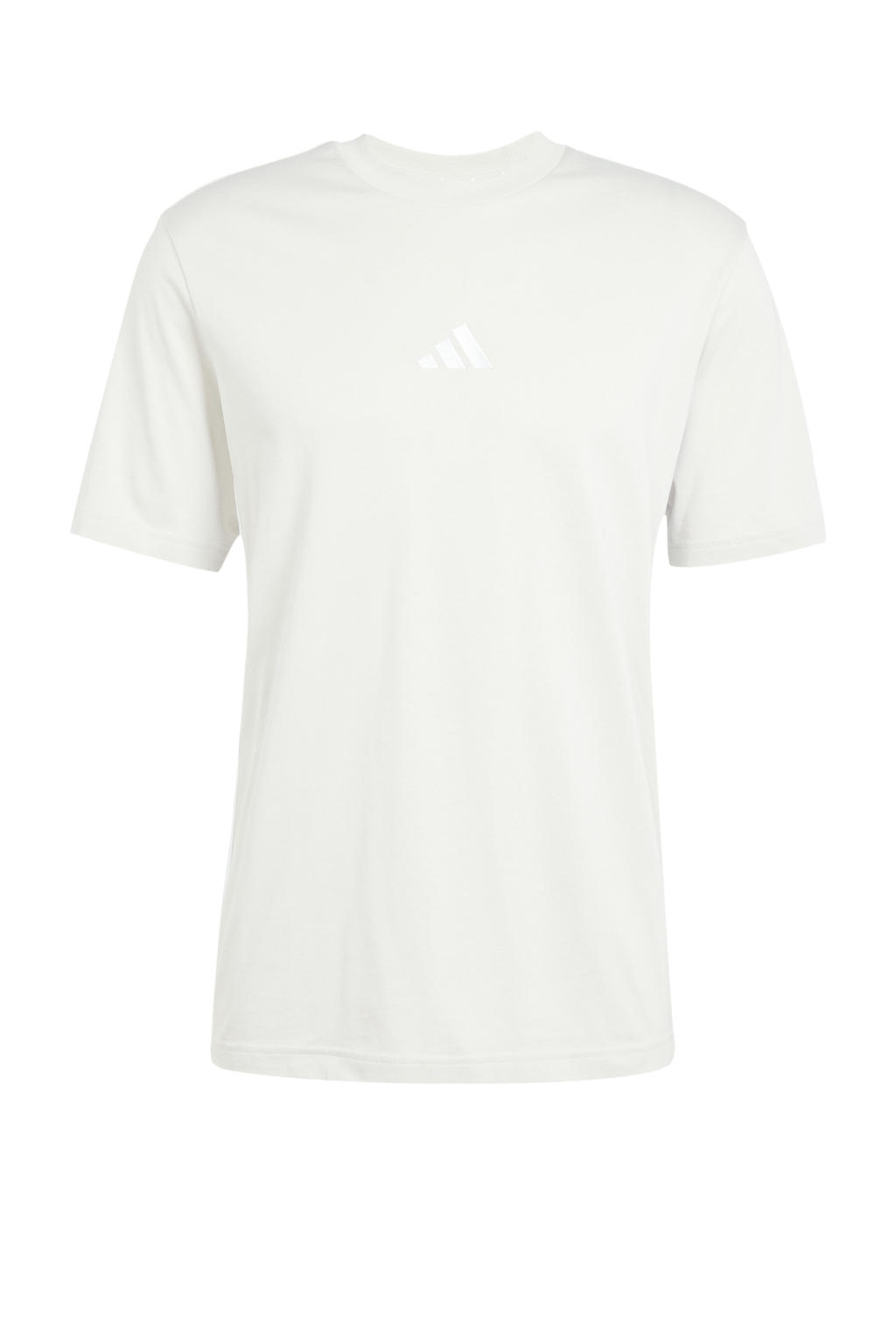 Ecru heren adidas Sportswear T-shirt van katoen met logo dessin, korte mouwen en ronde hals