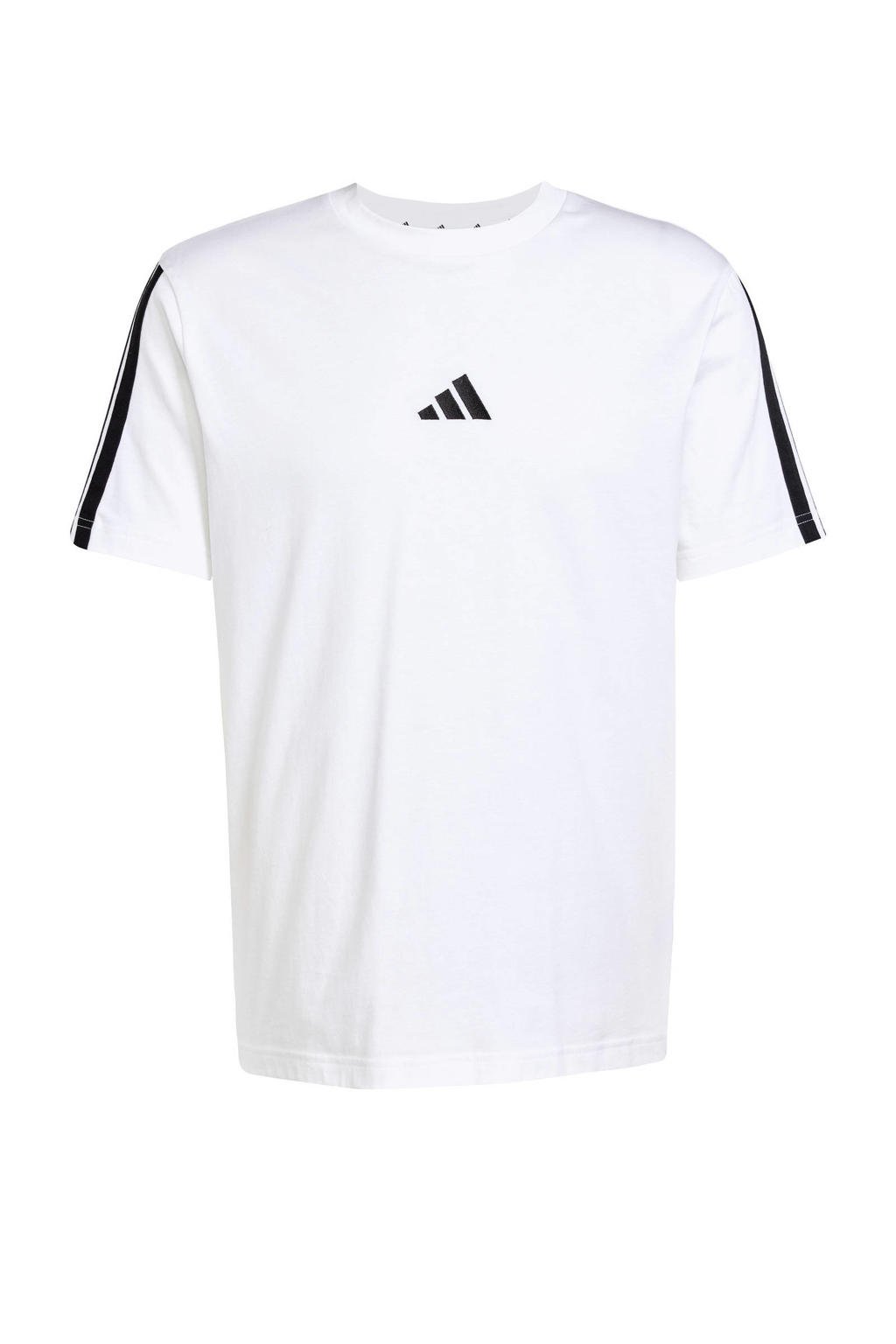 Wit en zwarte heren adidas Sportswear T-shirt van katoen met printopdruk, korte mouwen en ronde hals
