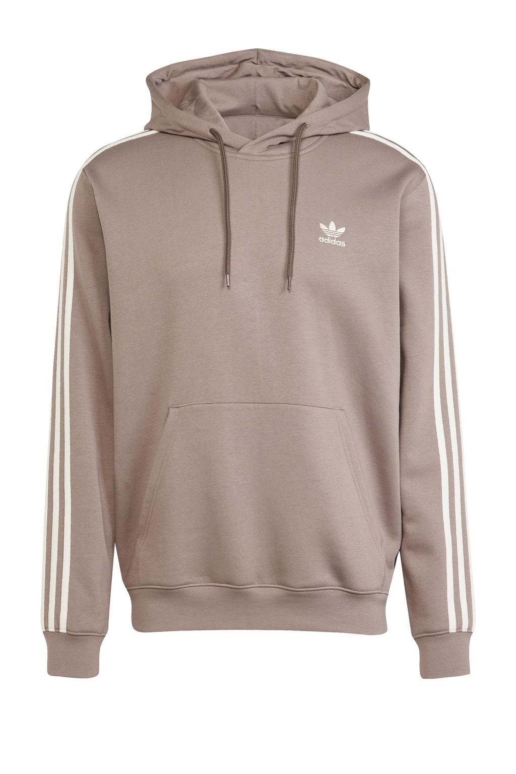 Bruin en witte heren adidas Originals Adicolor Classics 3-stripes hoodie van katoen met meerkleurige print, lange mouwen en capuchon