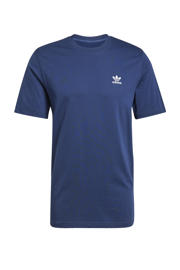 thumbnail: Donkerblauw en witte heren adidas Originals T-shirt van katoen met effen, korte mouwen en ronde hals