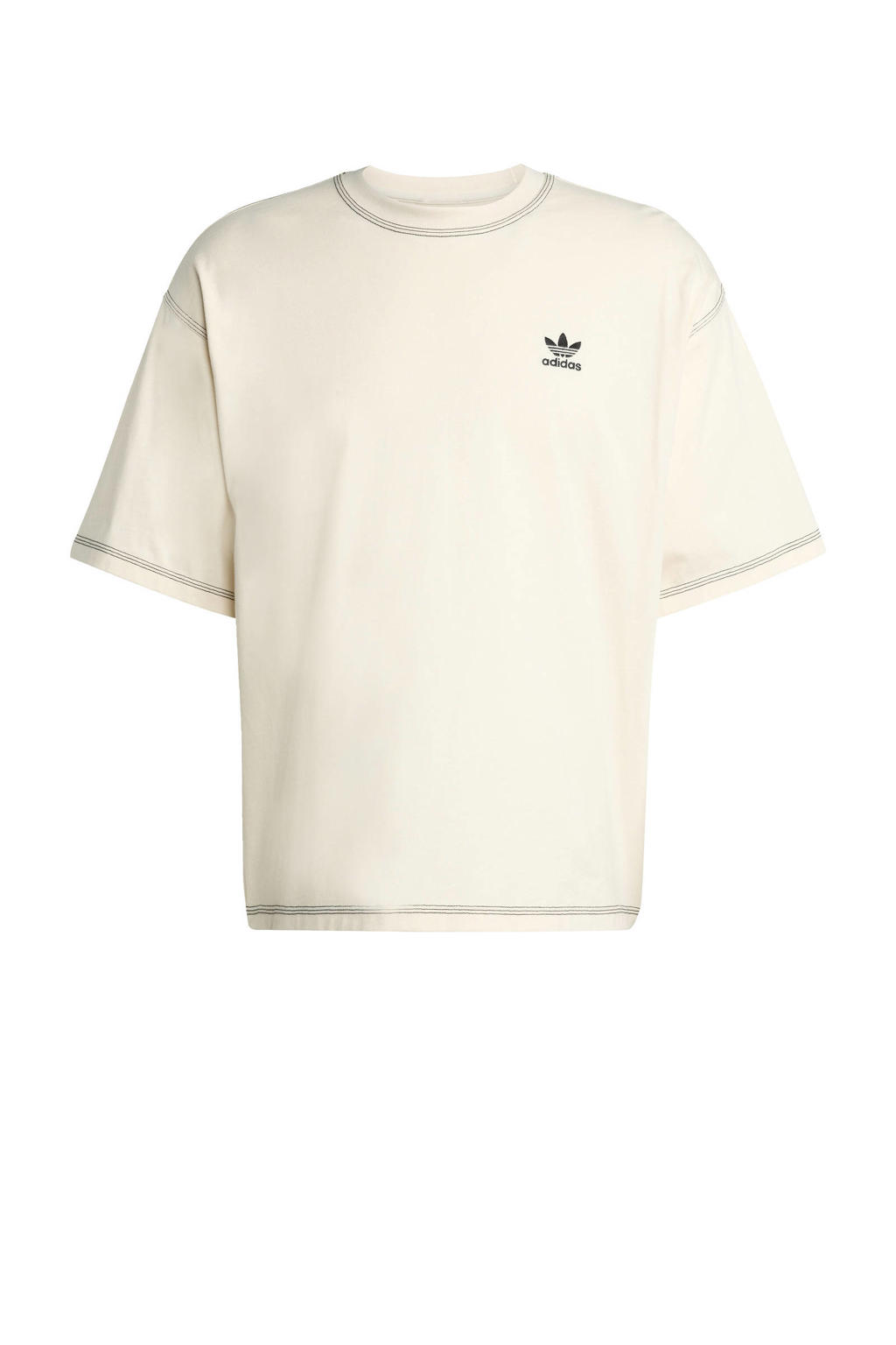 Witte heren adidas Originals Trefoil Essentials T-shirt van katoen met logo dessin, korte mouwen en ronde hals