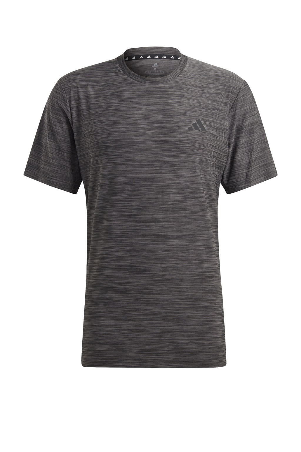 Antraciete heren adidas Performance sportshirt van polyester met melée print, korte mouwen en ronde hals