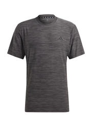 thumbnail: Antraciete heren adidas Performance sportshirt van polyester met melée print, korte mouwen en ronde hals