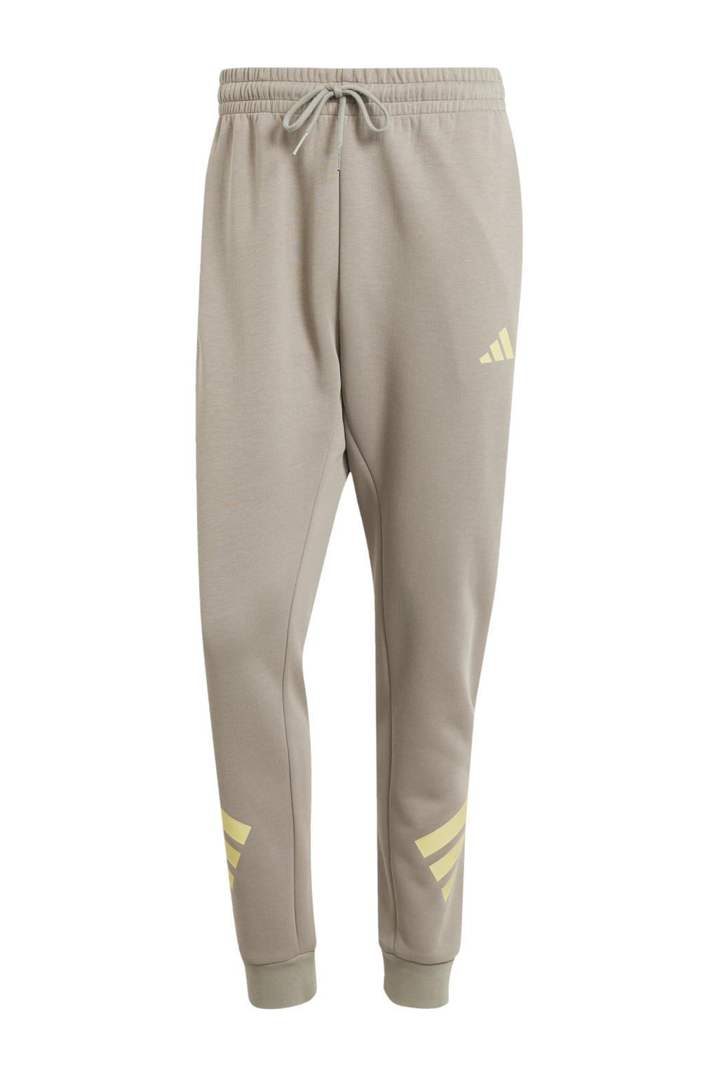 Beige en gele heren adidas Sportswear joggingbroek van katoen met slim fit, elastische tailleband met koord en effen
