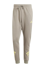 thumbnail: Beige en gele heren adidas Sportswear joggingbroek van katoen met slim fit, elastische tailleband met koord en effen