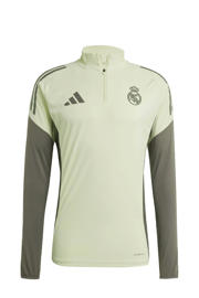 thumbnail: Groene heren adidas Performance Senior Real Madrid voetbalshirt van polyester met lange mouwen, opstaande kraag en halve rits