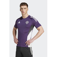 thumbnail: Paars en witte heren adidas Performance Senior Manchester United voetbalshirt van polyester met logo dessin, korte mouwen en ronde hals