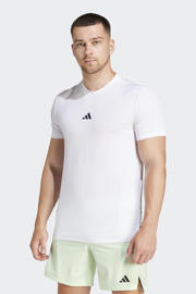 thumbnail: Witte heren adidas Performance sportshirt van polyester met logo dessin, korte mouwen en ronde hals