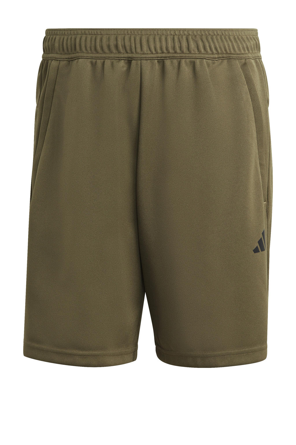 Olijfgroene heren adidas Performance Senior sportshort van polyester met regular fit, elastische tailleband met koord en effen