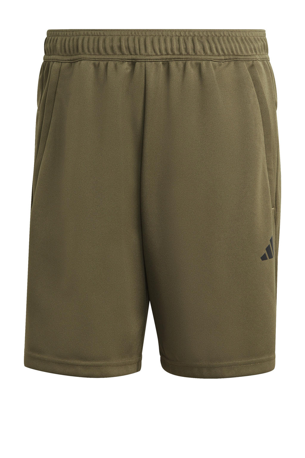 Olijfgroene heren adidas Performance Senior sportshort van polyester met regular fit, elastische tailleband met koord en effen