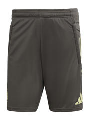 thumbnail: Olijfgroen en lichtgele heren adidas Performance Senior Real Madrid voetbalshort van polyester met regular fit en logo dessin