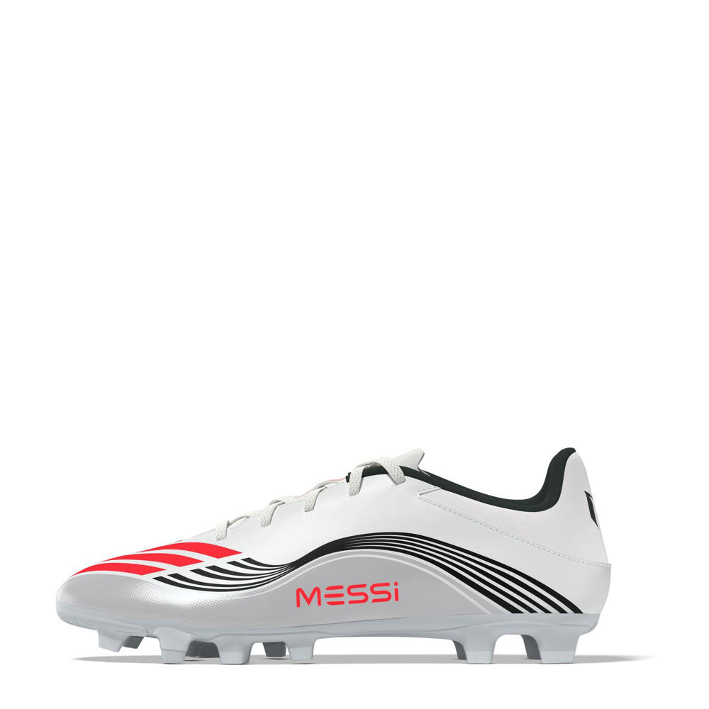 Wit, rood en grijze unisex adidas Performance F50 Messi Club voetbalschoenen van imitatieleer/textiel