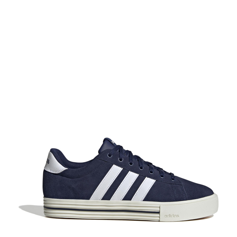 Donkerblauw en witte unisex adidas Sportswear Daily 4.0 sneakers van imitatieleer/voering: mesh/voetbed:: eva met veters en effen