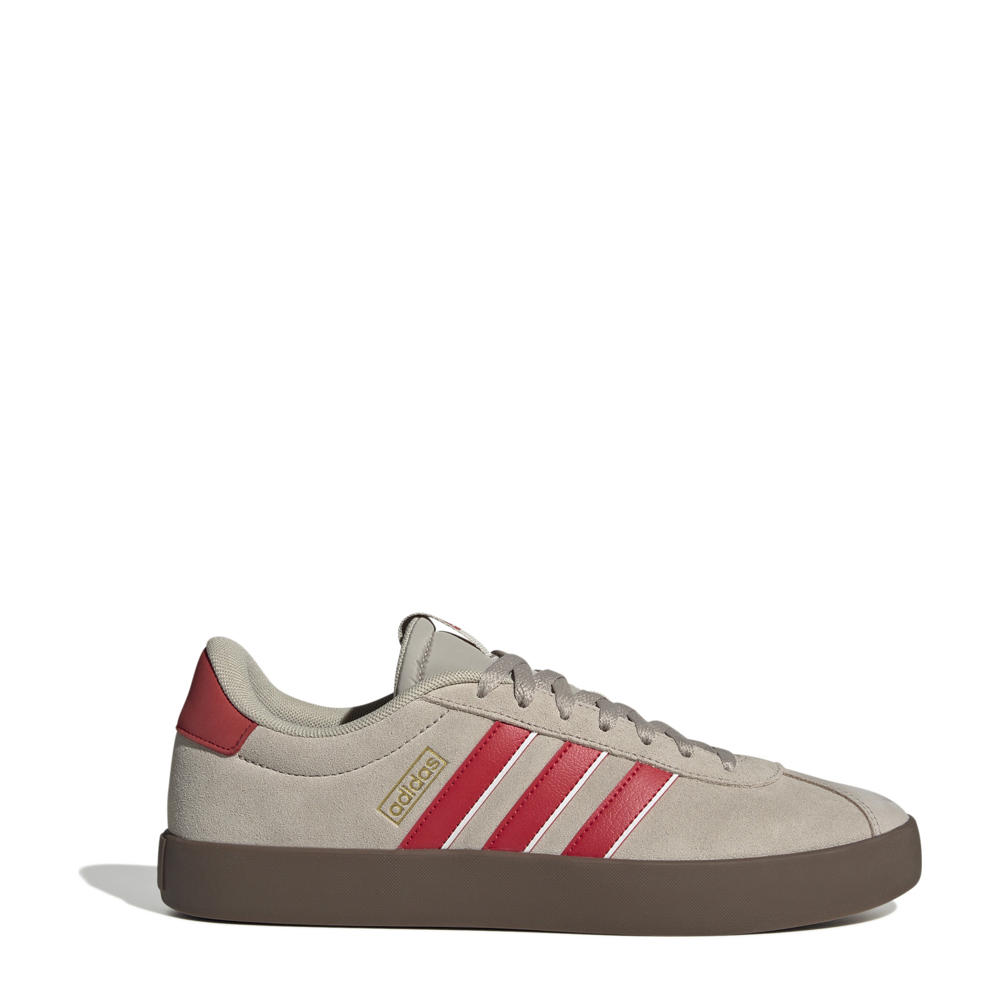 Beige en rode heren adidas Sportswear VL Court 3.0 sneakers van suã¨de met veters