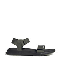 thumbnail: Zwart en olijfgroene dames adidas Terrex Hydroterra Light outdoor sandalen van bovenwerk van textiel met klittenband en effen