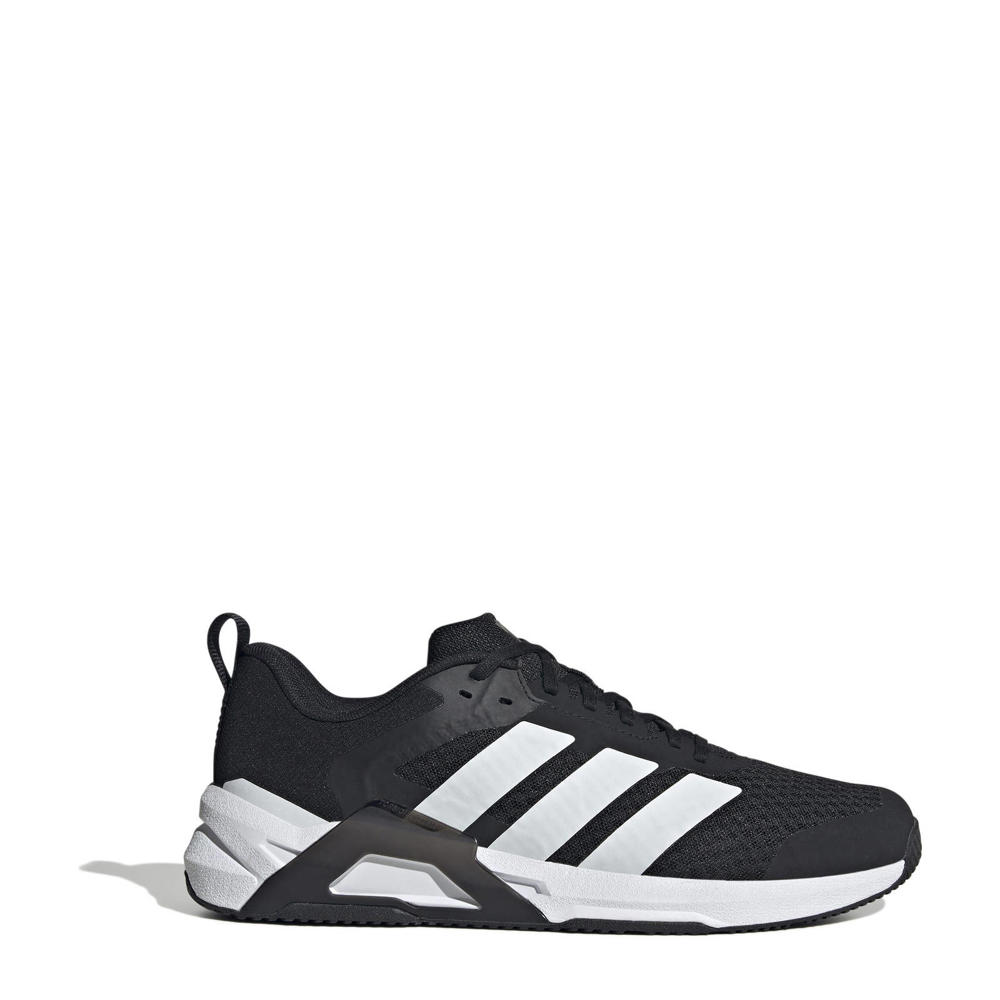 Zwart en witte heren adidas Performance Dropset Control fitness schoenen van bovenwerk van textiel met veters