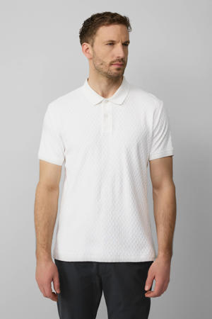 regular polo met ingebreid patroon wit