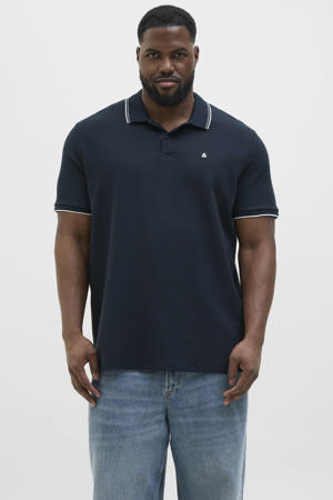 regular polo met ingebreid patroon donkerblauw