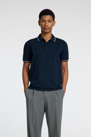 slim polo donkerblauw