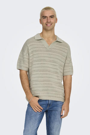 loose polo grof gebreid beige