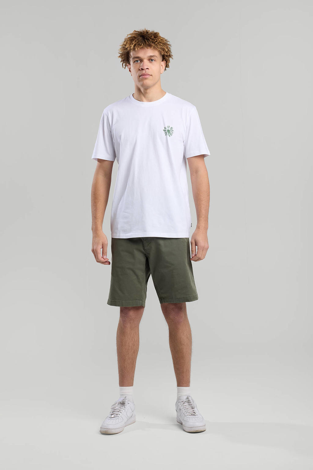 Witte heren America Today T-shirt van katoen met backprint, korte mouwen en ronde hals