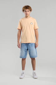 thumbnail: Zalmkleurige heren America Today T-shirt van katoen met effen, korte mouwen en ronde hals