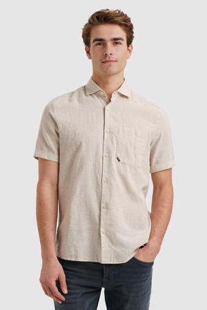 linnen casual overhemd beige