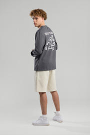thumbnail: Grijze heren America Today longsleeve van katoen met backprint, lange mouwen en ronde hals