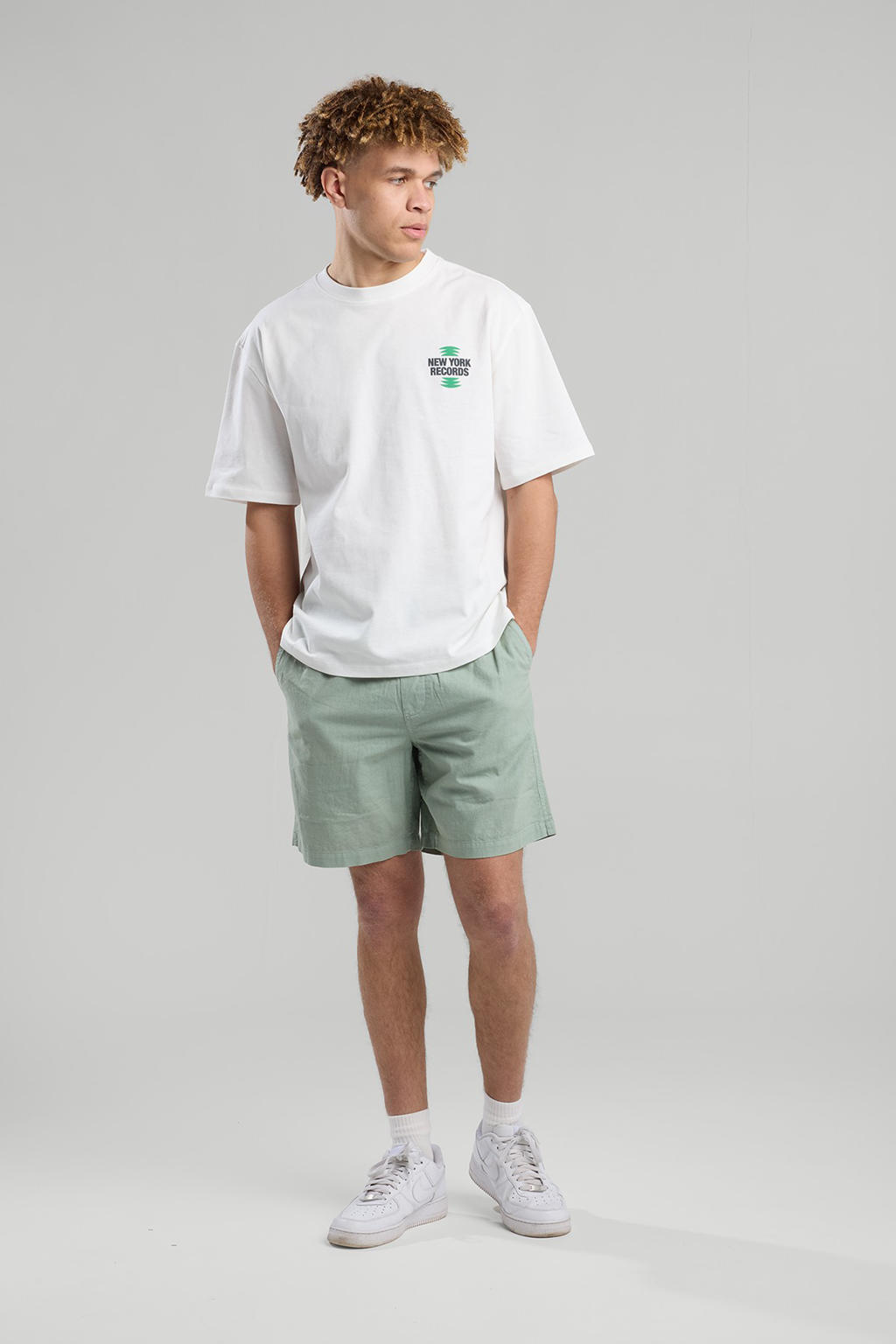 America Today linnen regular casual short groen