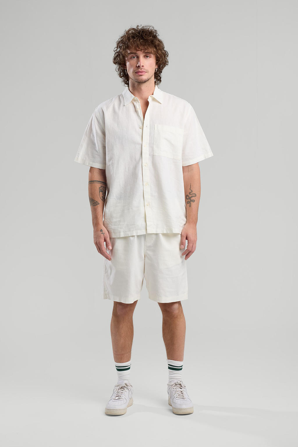 America Today linnen regular casual short wit