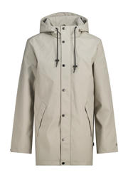 thumbnail: Grijze heren America Today regenjas van polyester met effen, capuchon en rits- en knoopsluiting