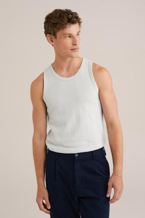 T-shirt met textuur lichtgrijs