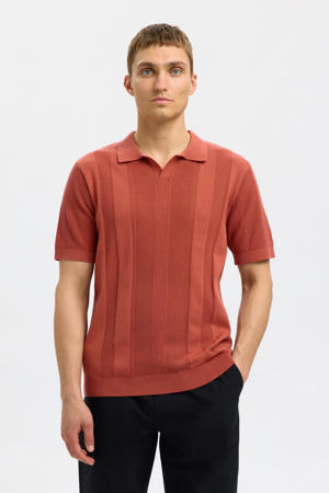 regular polo gebreid SLHCHANNING roodbruin