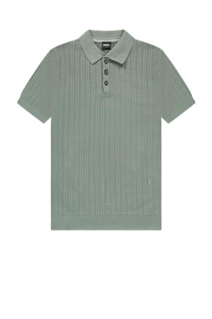 slim polo gebreid groen