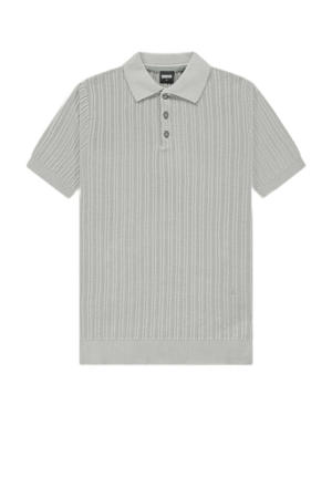 slim polo gebreid grijs