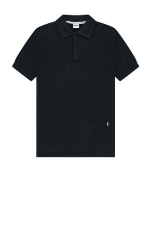 slim polo gebreid donkerblauw