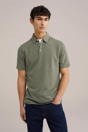 slim polo met textuur olijfgroen
