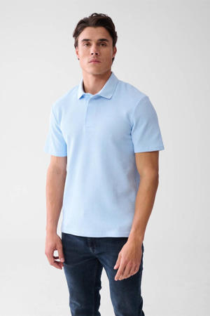 polo met textuur blauw