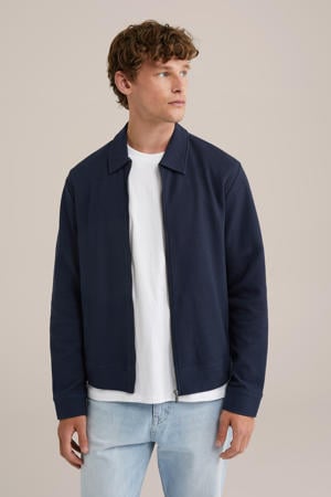sweatvest met textuur donkerblauw