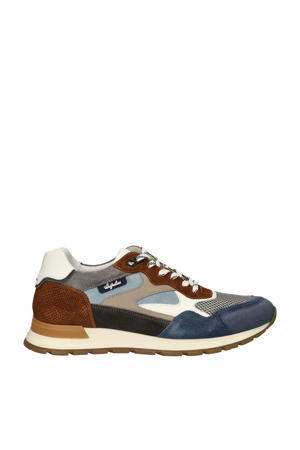 Tiago  leren sneakers cognac/blauw