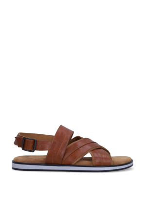   leren sandalen cognac