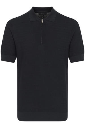 regular polo met ingebreid patroon donkerblauw