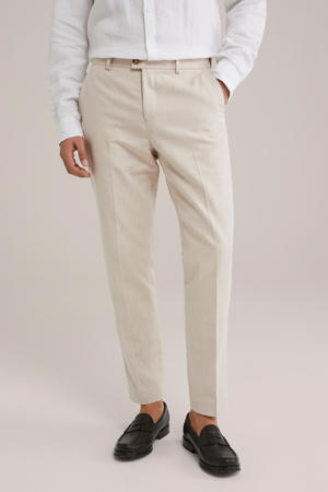 linnen slim pantalon beige