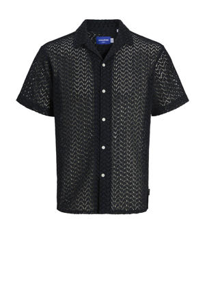 casual overhemd met ingebreid patroon donkerblauw