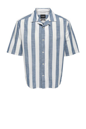 gestreept regular fit overhemd ONSTES vintage indigo