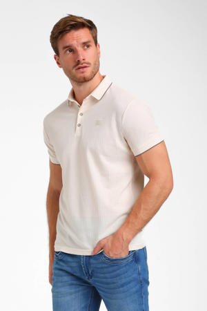 regular polo met ingebreid patroon ecru