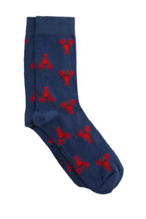 sokken met all over print blauw