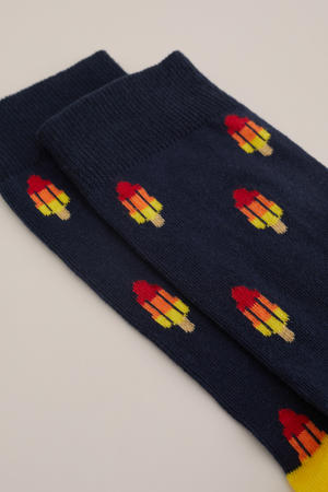sokken met all over print donkerblauw